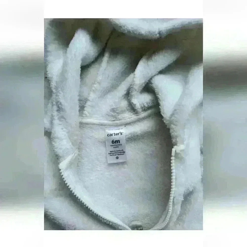 Carter's Zip Up Fuzzy Sherpa Jacket Sweater Size 6 Months Baby Girl Off White
